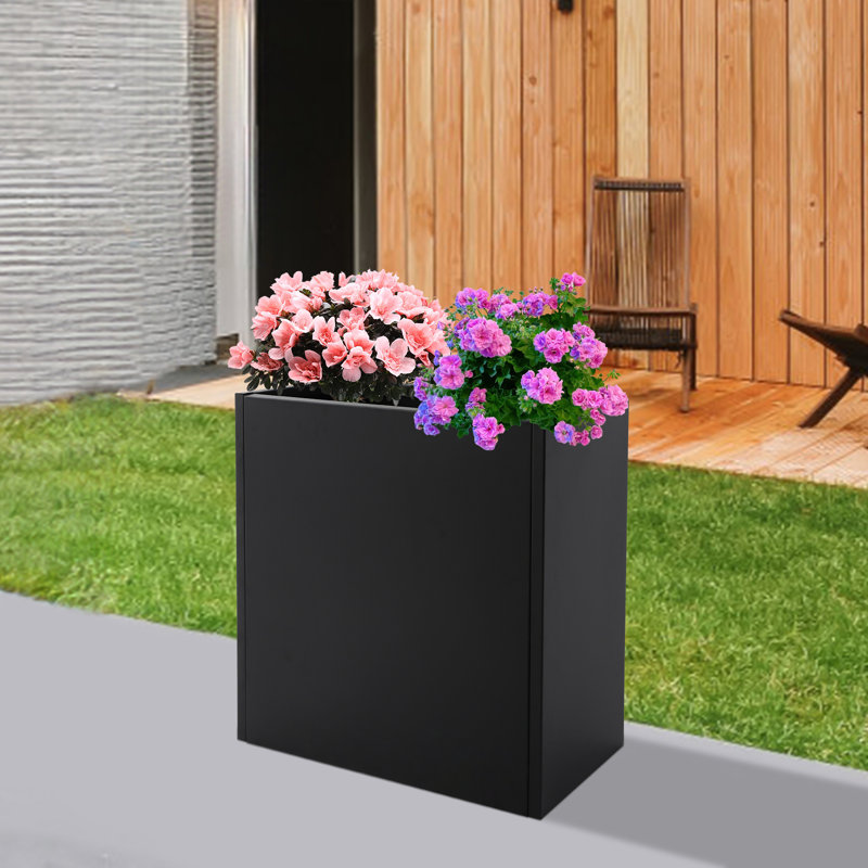 Boîte à fleurs en métal, Noir, H 28 po x l 28 po x P 12 po