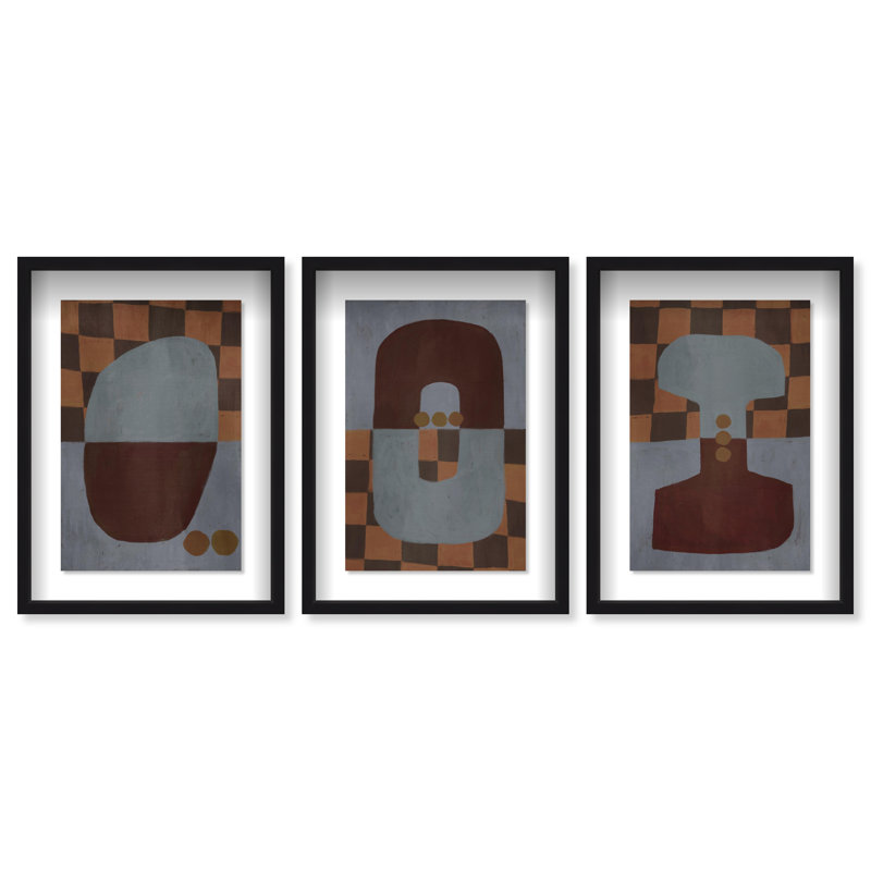 Checkered Dominos Set Shadowbox Abstract Print by Oliver Gal, Black Frame, 10 x 15, 55.5" H x 37.5" W, Black Shadowbox