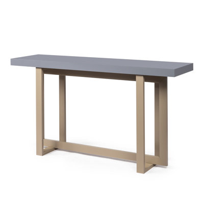 Elegant Modern Solid Wood Console Table With Geometric Base For Entryway Decor