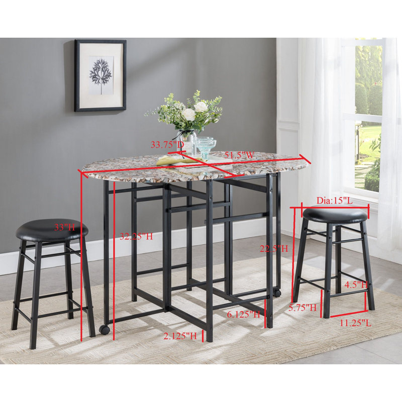 Ensemble avec table de pub et 2 tabourets Dunton, Noir