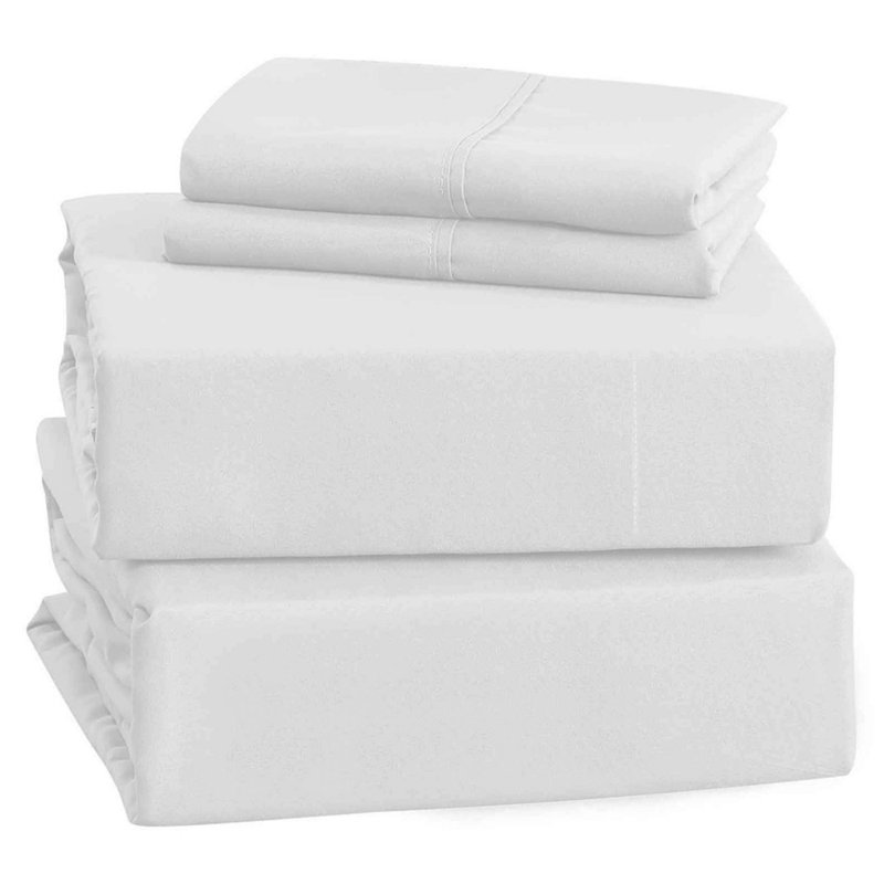 Ensemble de draps en microfibre brossée douce Hotel Luxury avec draps et taies d'oreiller très doux, Blanc