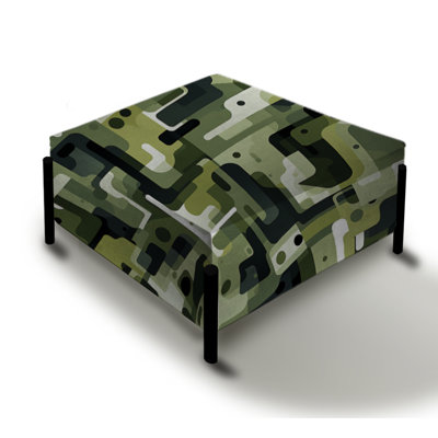 Green Urban Maze - Geometric Large Square Ottoman