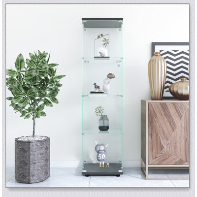 Vitrine en verre avec 4 tablettes et porte