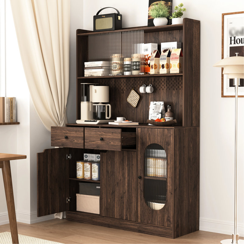 Grande armoire de cuisine pour grande capacité de 71 po avec trous en fil métallique et rangement ordonné, articles d'espace