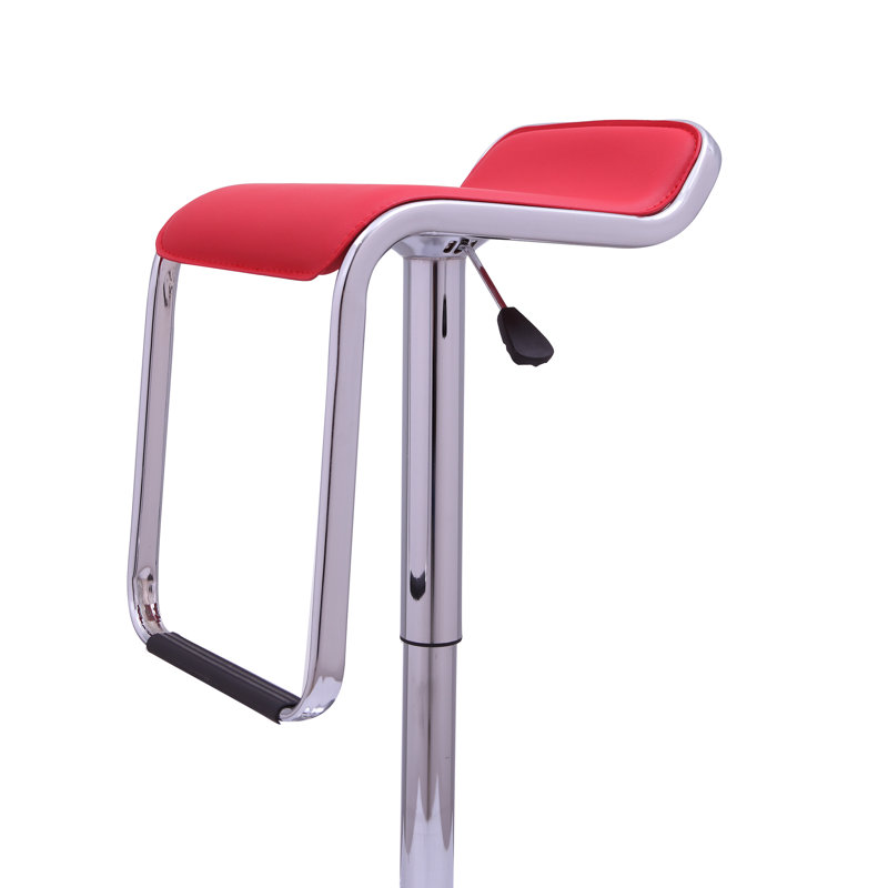 Steadham Swivel Upholstered Adjustable Height Bar Stool, Red