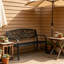 Banc de jardin en acier noir à 2 places avec dossier floral et structure résistante aux intempéries l 50 po x P 23,6 po x H 34,3 po