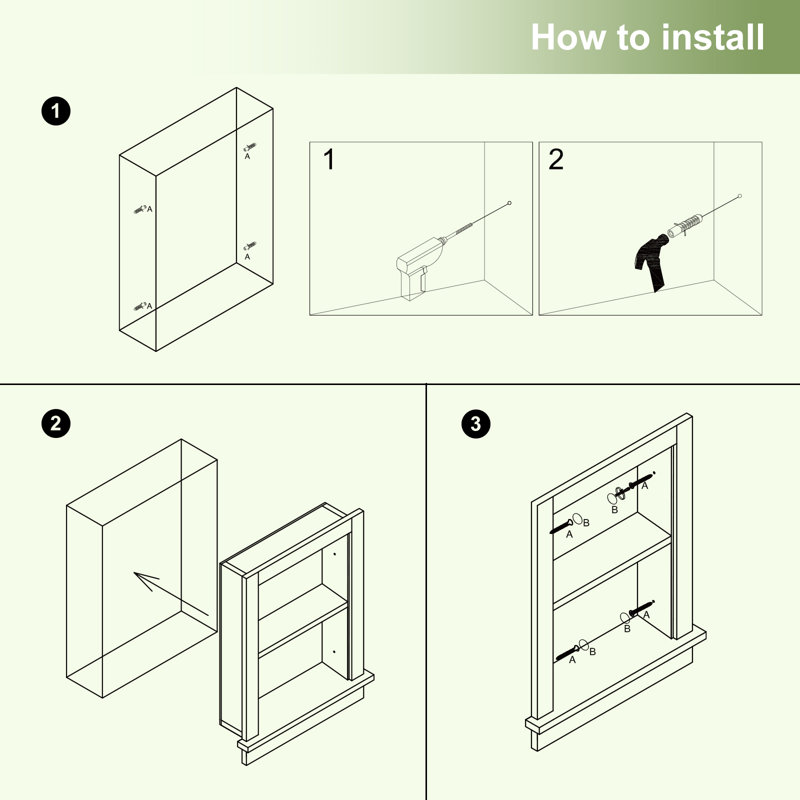 17.5"W X 4"D X 20.3"H Wall Niche Double Shelf Wood Recessed Shower Niche Cabinet Rectangle, White