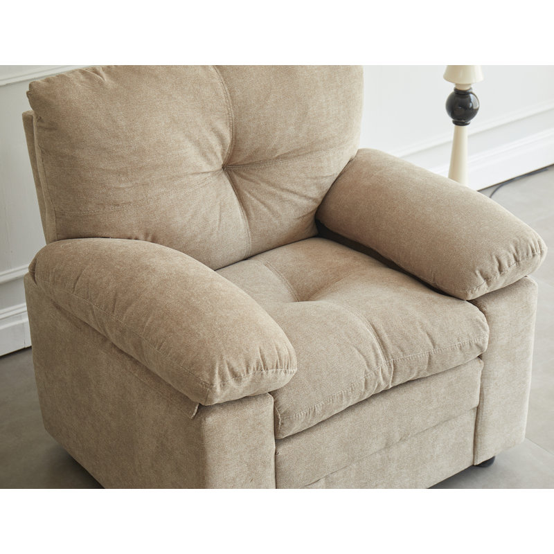 38.3" Upholstered Pillow Top Arm Armchair, Light Camel