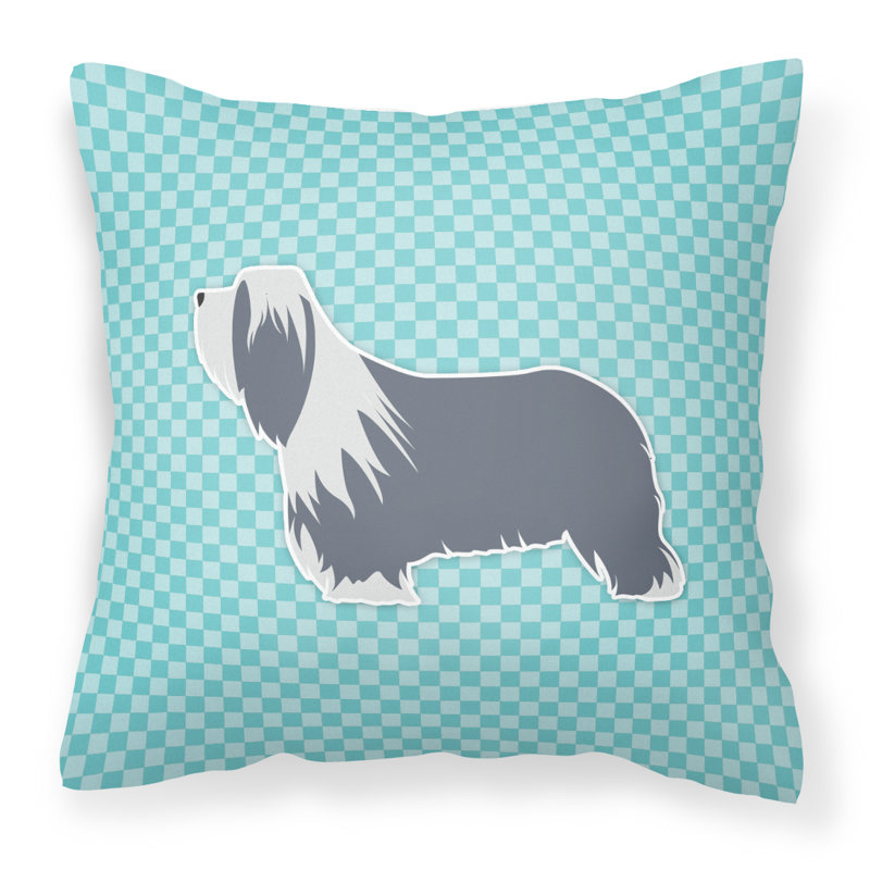 Coussin décoratif intérieur/extérieur carré barbu collie, H 18 po x l 18 po x P 3 po, Bleu