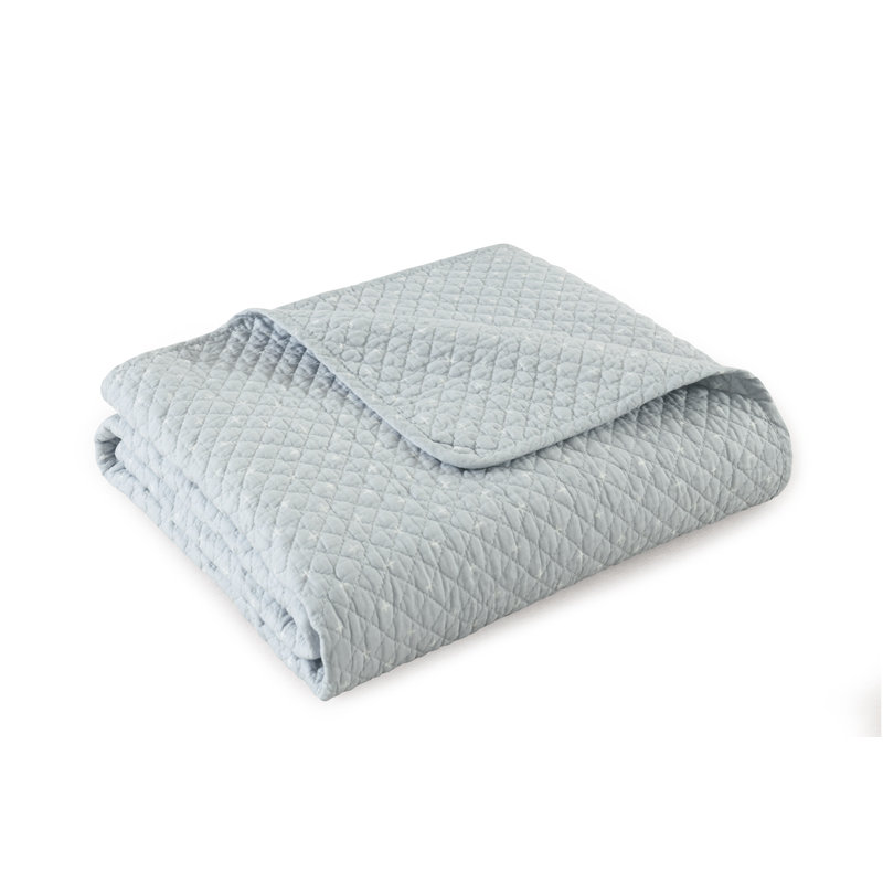  Jeté en courtepointe en coton, Bleu clair