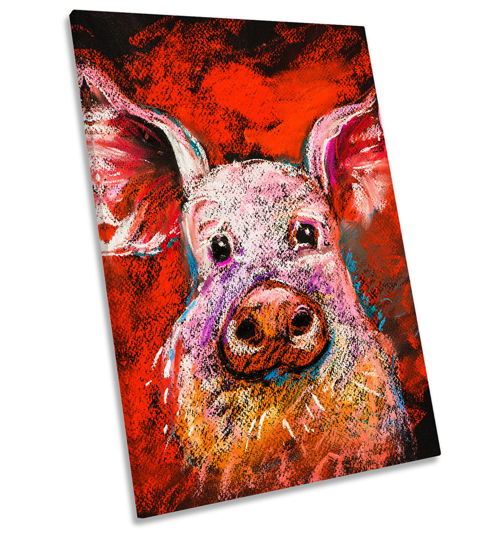 Pig Face Farm Yard - Wrapped Canvas Painting