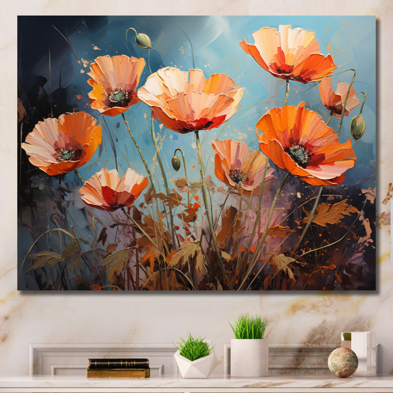 «Orange Poppies Poppy Euphoria III», reproduction sur toile, H 30 po x l 40 po x P 1,5 po, Toile tendue