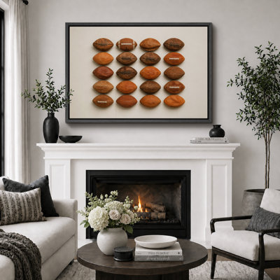 Vintage Football Collection Artwork, Game Room Pictures, Framed Canvas Giclee Print Wall Art