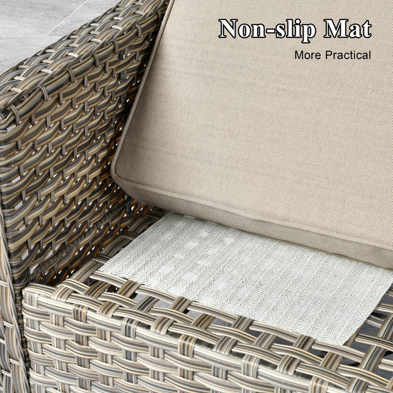 Mobilier d'extérieur pour 7 personnes avec coussins confortables et table de foyer, Beige
