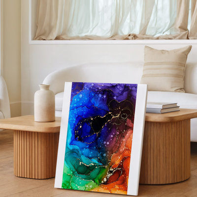 Toile, une œuvre d'art abstraite vibrante avec une composition fluide et tourbillonnante de couleurs d'art mural, y compris des bleus profonds et des violets violets, art mural sur toile