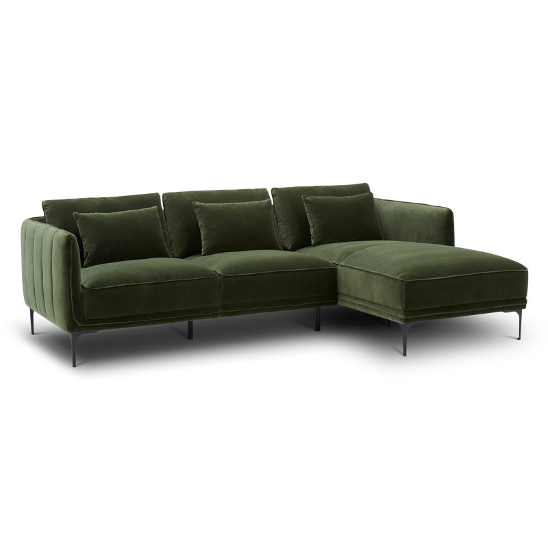 Rae 2-Piece Upholstered Sectional with Chaise, Military Green, Right Hand Facing