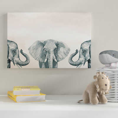 Elephant Poses II Print on Wrapped Canvas
