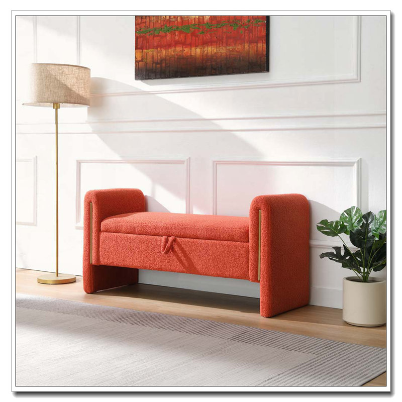 Banc de bout avec accoudoirs et rangement Modern, Orange