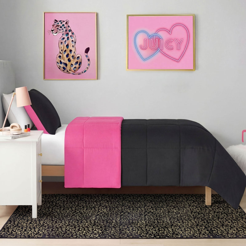 Juicy Couture Metallic Leopard Plush Rugs, 4' x 6', Black