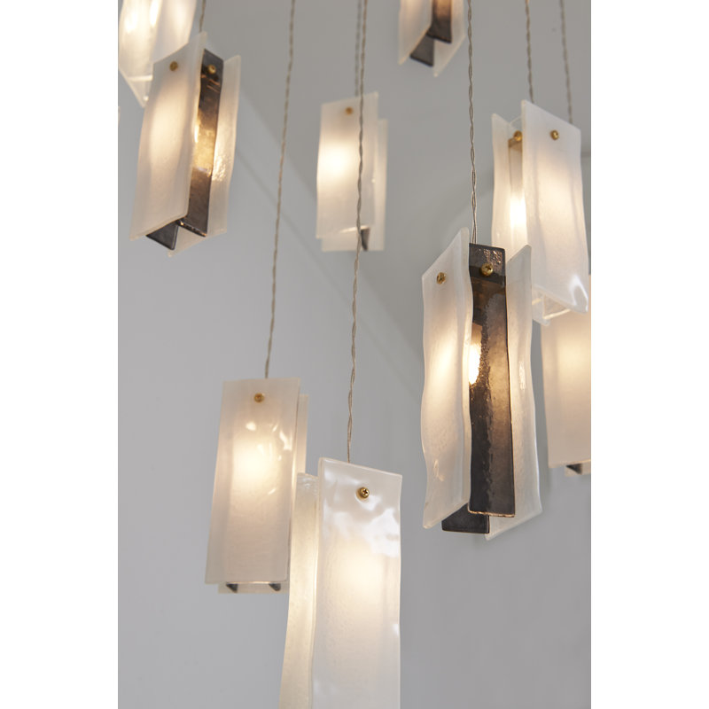 Suspension rectangulaire en grappe 13 lumières, Noir, H 72 po x l 26 po x P 12 po, 13