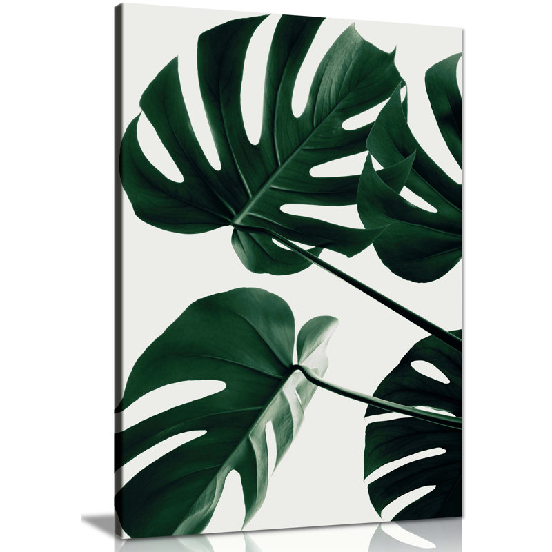 Monstera Natural Plant Leaves - Wrapped Canvas Print, 31cm H x 20cm W x 3cm D