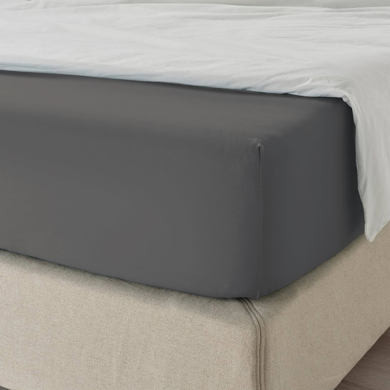 40cm Extra Deep Fitted Sheet – Soft Microfiber, Wrinkle-Free, Cooling, Elastic Corners, Double (4'6), Charcoal