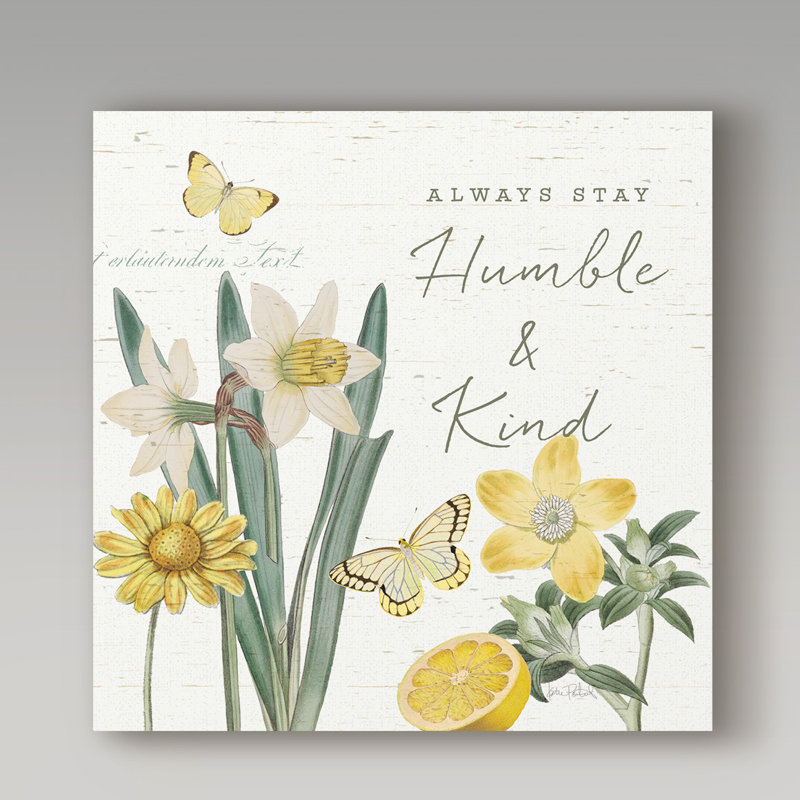 Always Stay Humble & Kind Floral Quote Canvas Art