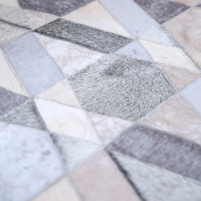 Cowhide Geometric Area Rug, Rectangle 2' x 3'