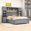 Lit double en bois avec tiroirs et tablettes de rangement polyvalents-1972698775