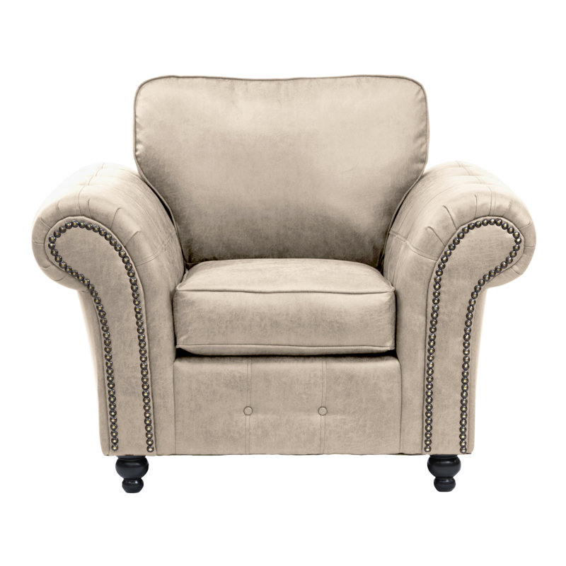 Bodnar Faux Leather Armchair, Beige
