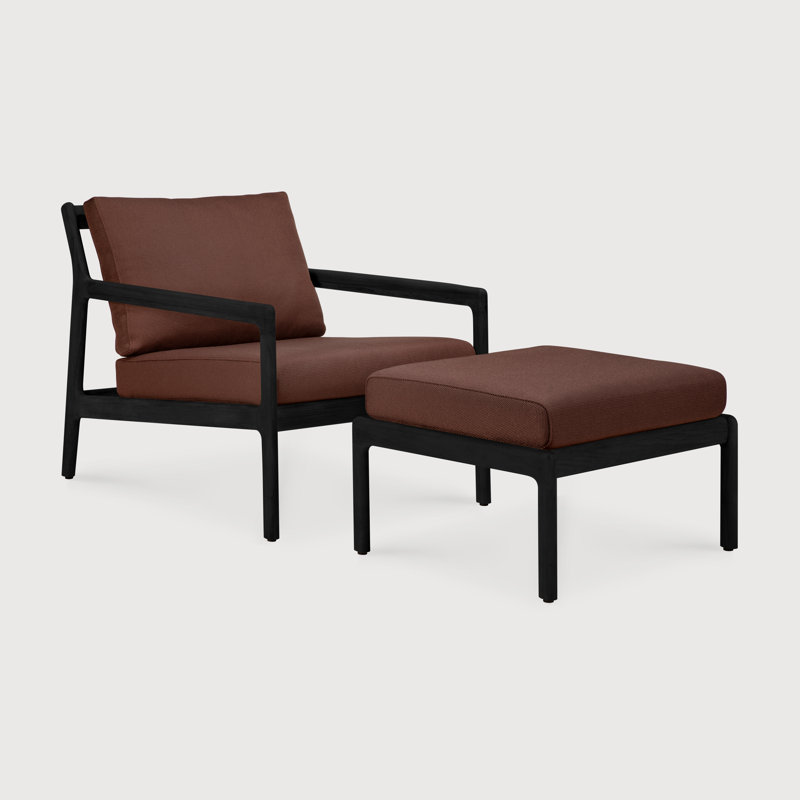 Jack outdoor footstool, Burgundy, Varnished Teak Black