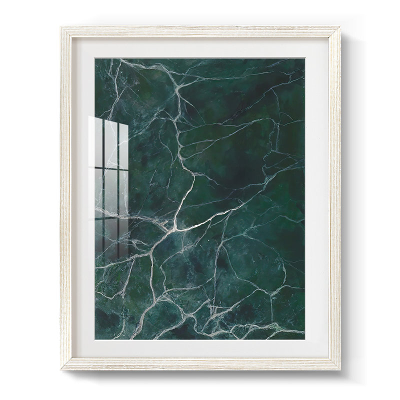 Jade Marble II -Framed Print, 28.5" H x 20.5" W, White