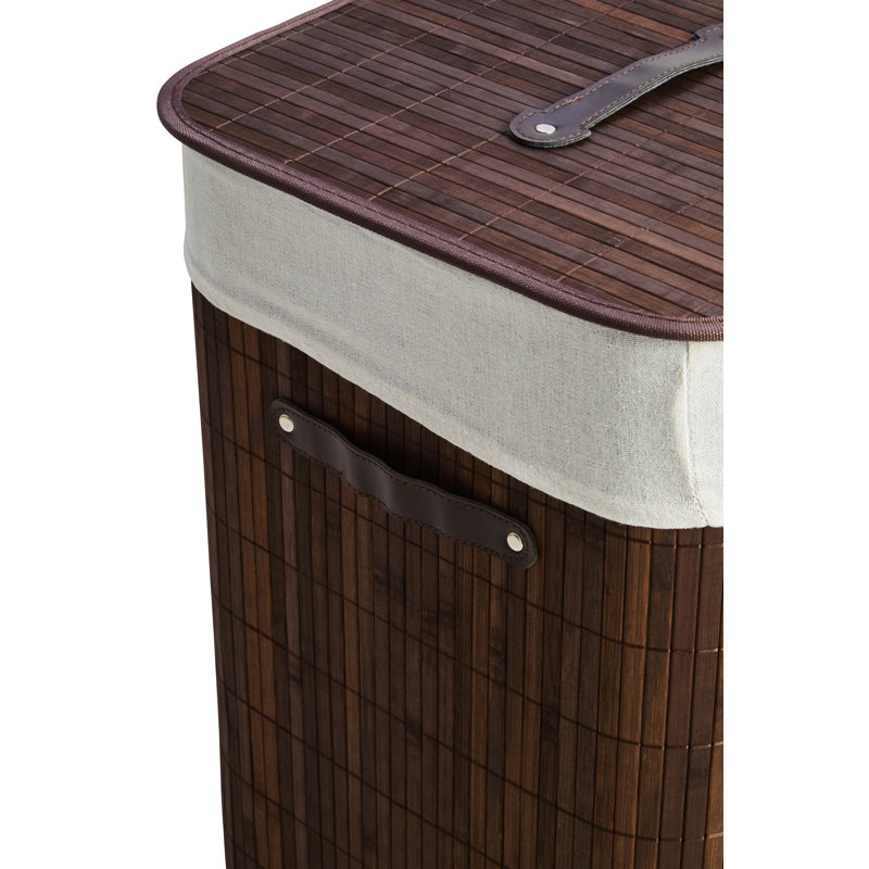 Kankyo Bamboo Laundry Hamper with Handles, Dark Brown