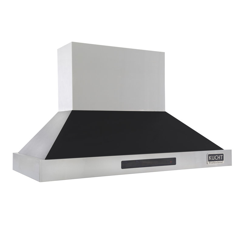 Kucht 48" Stainless Steel 1200 CFM Ducted (Vented) Wall Range Hood with Baffle Filter, Black