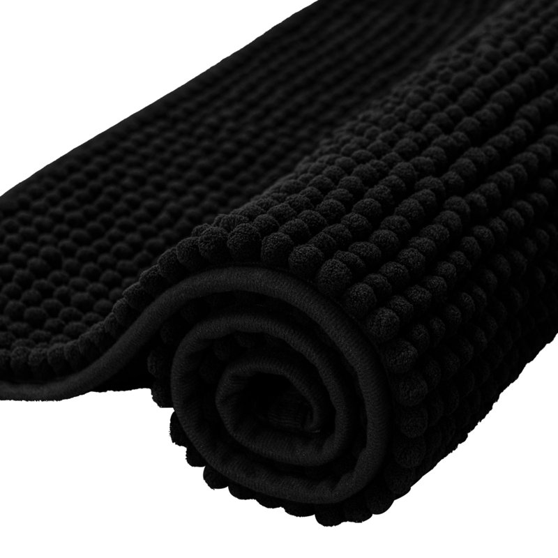 Super Soft  Absorbent Non-Slipping Bath Rug, 60" L x 24" W, Black