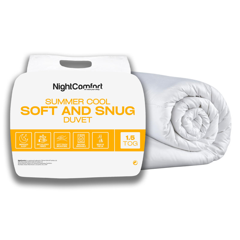 NightComfort Soft & Snug 1.5 Tog Summer Cool Microfibre Duvet, Super King