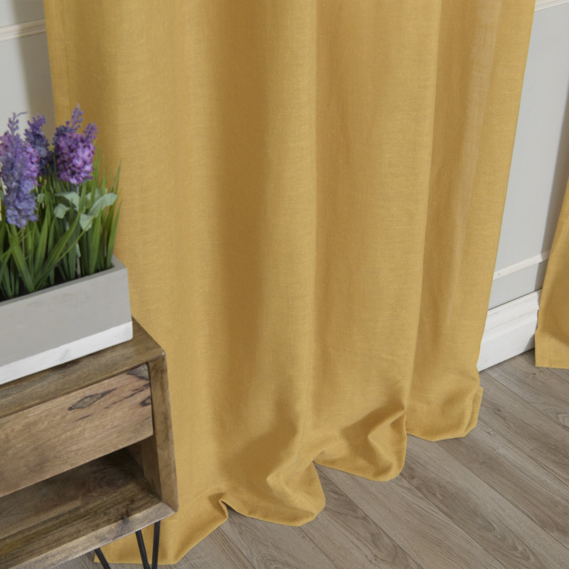 Sickels Semi Sheer Curtain Pair, Mustard, 52" W x 96" L