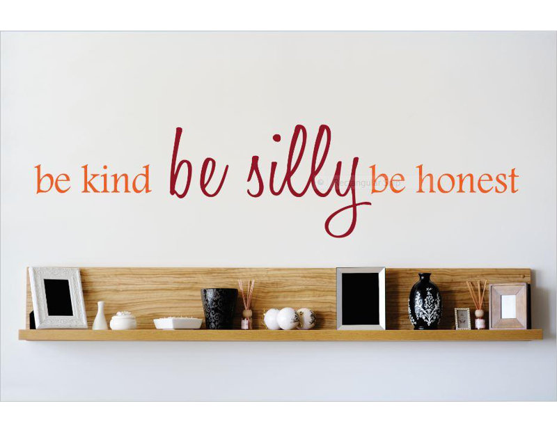 Adhésif décoratif be kind be idiot be honnêteté, H 10 po x l 40 po x P 0,16 po, Orange / Rouge