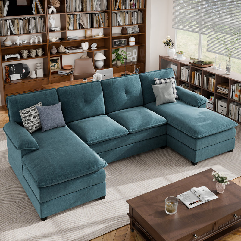  Canapé modulaire 3 pièces Rezarta, Mélange de lin turquoise