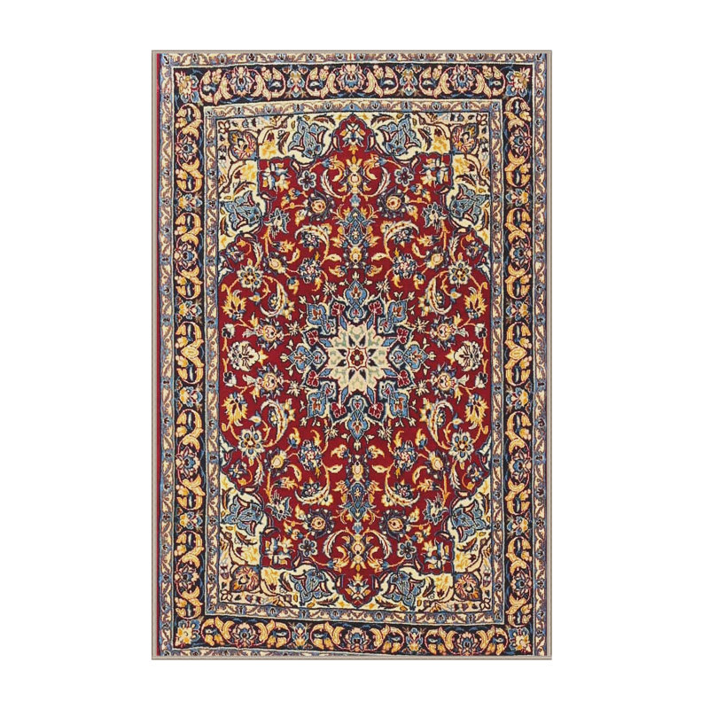 Rouge/bleu oriental Tapis décoratif, Rectangle 5 pi x 8 pi