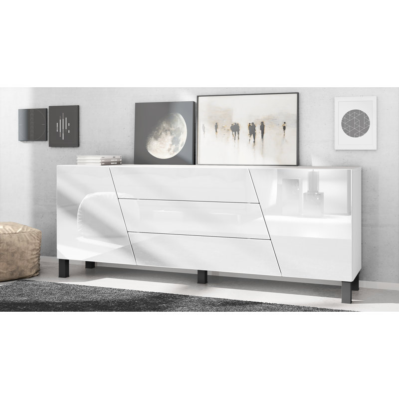 Mattoon 178 Cm Wide 3 Drawer Sideboard, High Gloss White