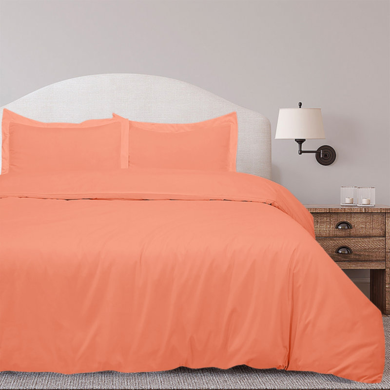 Ensemble de housse de couette en microfibre , Housse de couette pour très grand lit et 2 taies, Orange