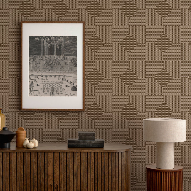 Panier tissé - Papier peint noyer cendré, Brown, Toile de ramie synthétique, Non-Pasted