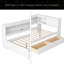 Lit de jour en bois pleine grandeur avec tablettes de rangement, USB, DEL et 2 tiroirs-1410451052
