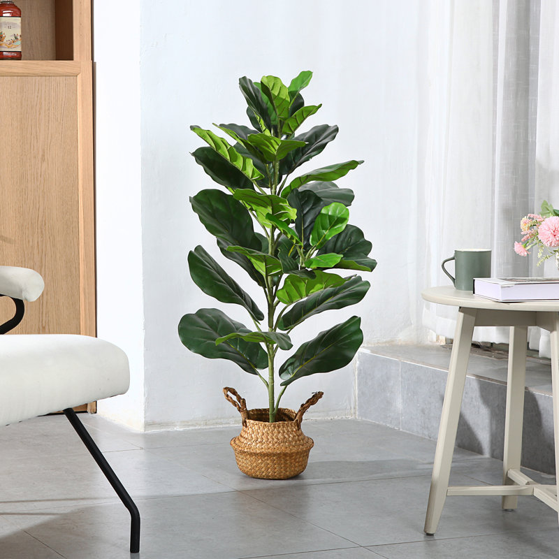 Adcock, figuier artificiel de 39 po dans un panier, plante verte, arbre artificiel pour la décoration intérieure