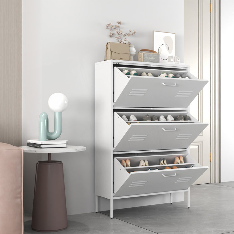 Armoire de rangement pour chaussures avec 3 tiroirs rabattables, organisateur pour armoire à chaussures autoportant