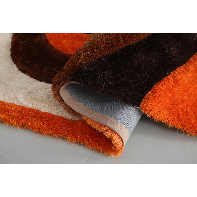 Garren Collection Orange Geometric Area Rug, 7'8 X 9'8, Rectangle 7'8" x 9'8", Orange/Black/Brown/Ivory