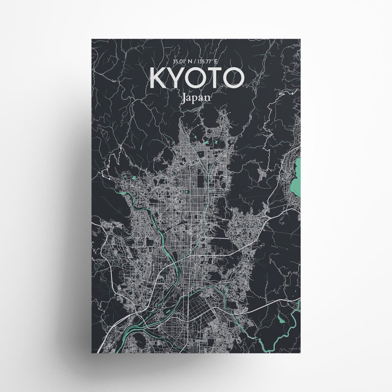 Kyoto City Map In Dream - No Frame Print, 36cm H x 24cm W x 0.05cm D