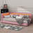 Twin XL Size Upholstered Daybed With Built-In Storage, L-Shaped Structure With LED Strip And USB Connectors, Linen Fabric Bed Frame-1094767301-1094767302
