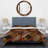 Orange and Brown Patchwork - Abstract Duvet Cover Set - Microfiber Polyester-305123352